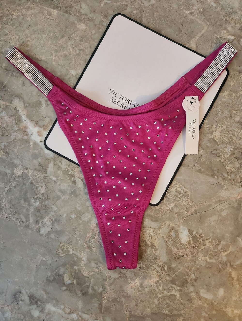XS S M L XXL Victoria's Secret Diamanté Shine Strap Thong Bikini Bottom